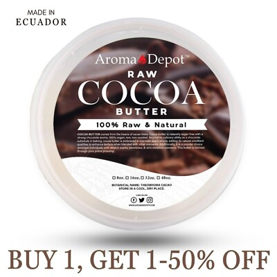 Cocoa Butter 8 oz. Raw 100% Pure Natural  FOOD-GRADE Prime Pressed Cacao Butter