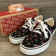 Vans Era Ditsy Floral Black White Blue Pink Size 5.5 Women's New With Box NWB