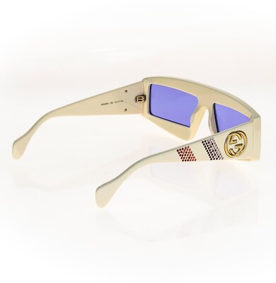 GUCCI 新品未使用サングラス GUCCI 0358 White Rainbow Crystal Angular Mask Sunglasses GG0358S