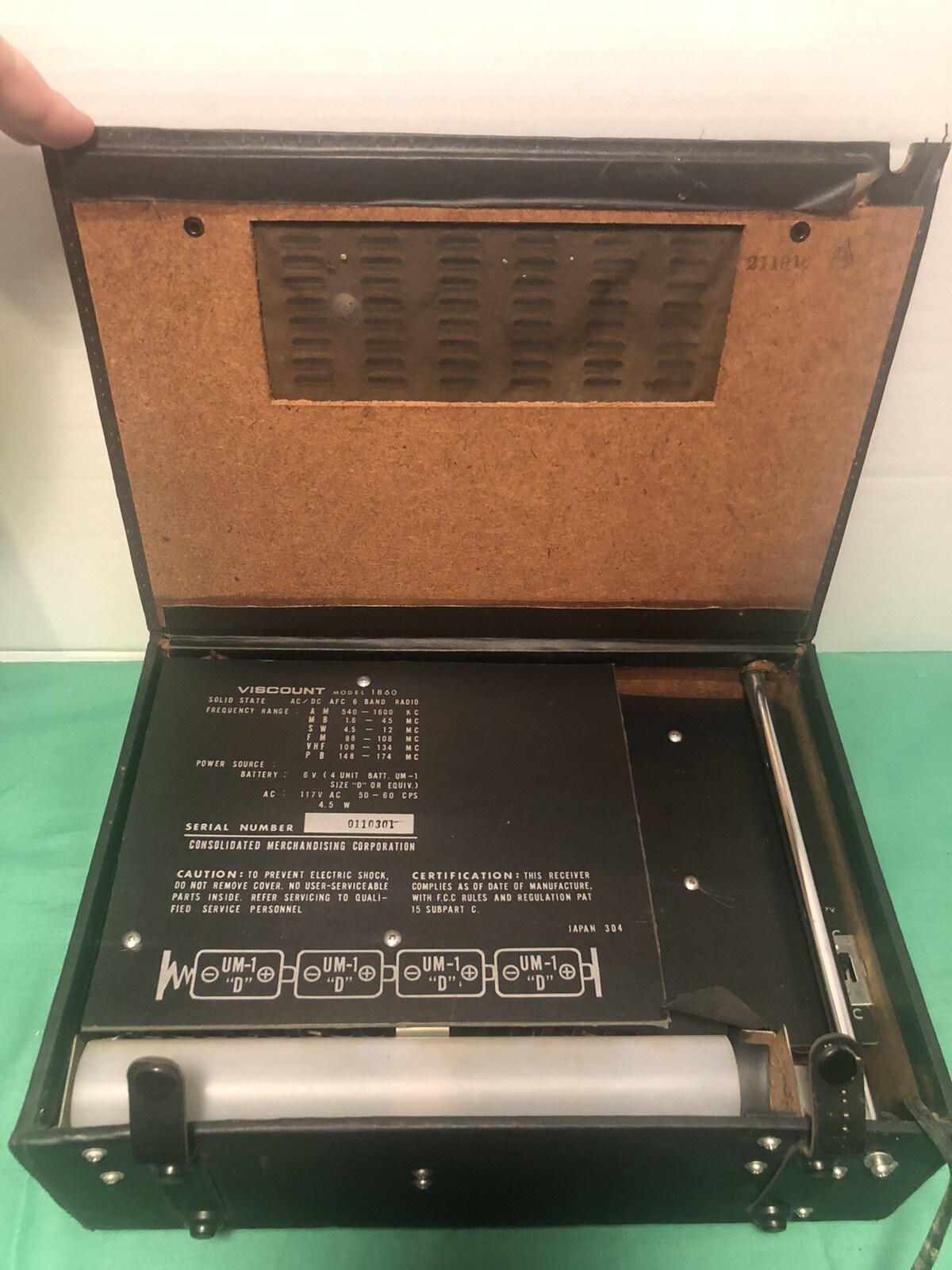 UL Viscount Radio Model 1860 Police Aircraft Scanner Parts Only As IS