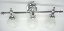 Trans Globe 7143 Three Lamp Vanity Light Fixture Chrome Finish Etch White Glass