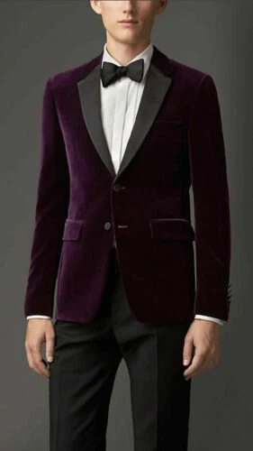 Men Purple Smoking Jacket Elegant Luxury Stylish Designer Party Wear Coat