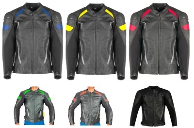 WINNET Giacca Giubbotto Uomo Donna in di Pelle Racing da per Moto con Protezioni unisex