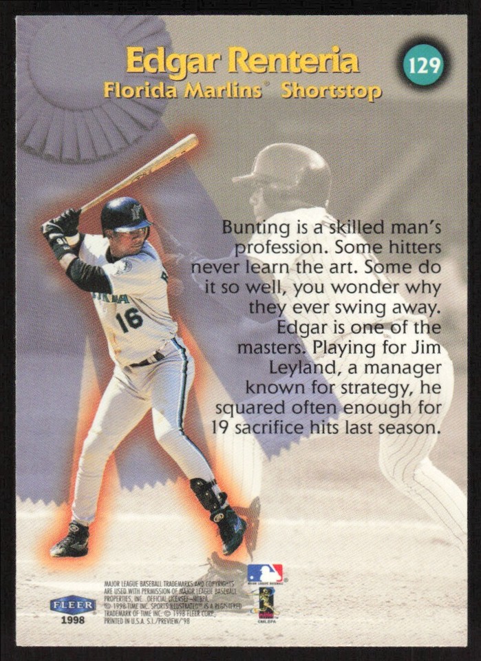 1998 Sports Illustrated Baseball's Best Edgar Renteria #129 Florida ...
