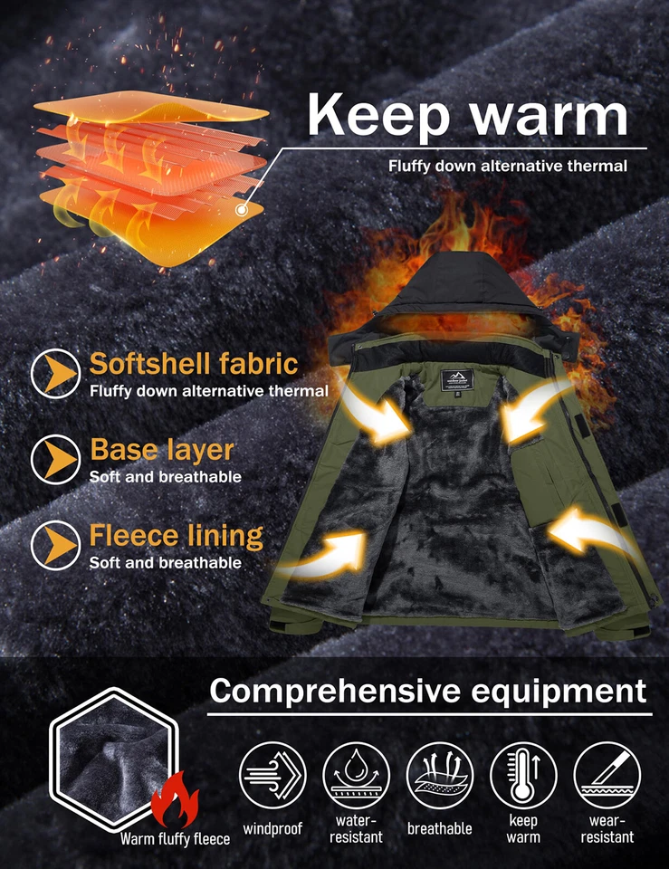 Chaqueta de invierno impermeable para hombre abrigos de invierno cálidos esquí al aire libre nieve chaquetas con capucha Foto 2 de 4