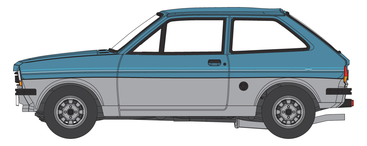 Oxford Diecast 76FF007 OO Gauge Ford Fiesta MkI Titan Blue/Strato Silver