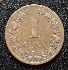 PAYS-BAS 1 Cent lion couronné Guillaume III 1892 Utrecht en Bronze