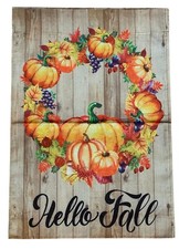 Hello Fall 12 X 18 In Garden flag Autumn Harvest Fall Pumpkin Double Sided