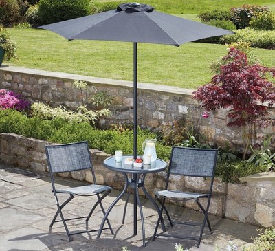 Garden Life Bistro Set Table Chairs Parasol Outdoor Metal Patio Furniture 4pc Ebay