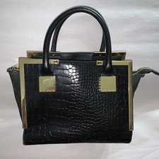 Pre-loved Ted Baker Black Crocodile Suede Satchel Purse