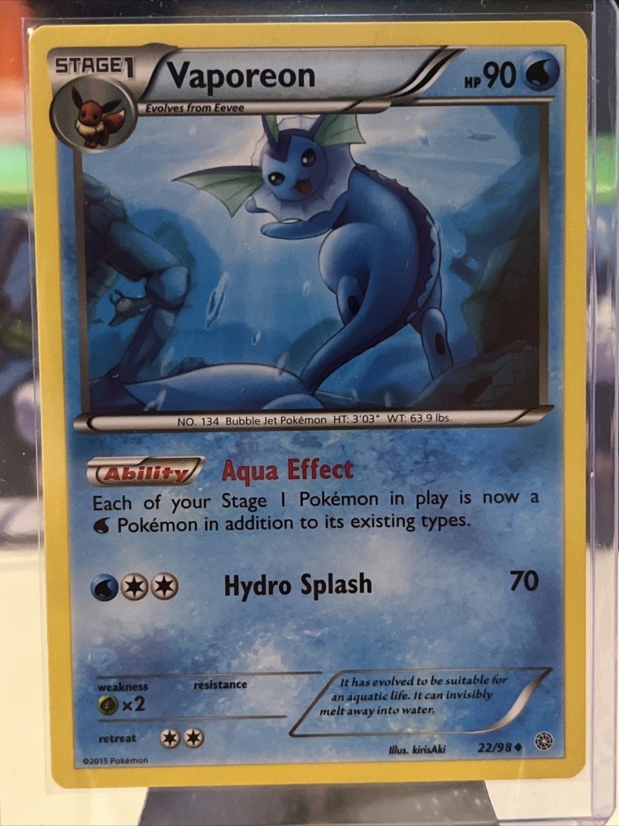 Pokmon TCG Vaporeon Ancient Origins 22/98 Regular Uncommon NM Pokmon TCG Vaporeon Ancient Origins 22/98 Regular Uncommon NM