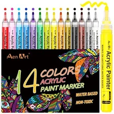 Set of 14 Acrylic Paint Marker Pens for Glass Wood Rock Painting Scrapbooking
