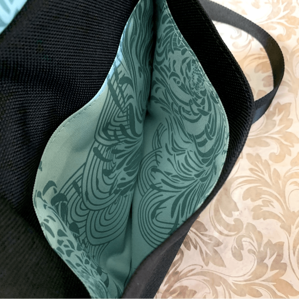 Haiku Crossbody Handbag Black/Turqoise Many Compartments RFID Pocket