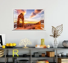 3D Arch Rocks Sky 57 Open Windows Mural Wall Print Decal Deco AJ Wallpaper Ivy