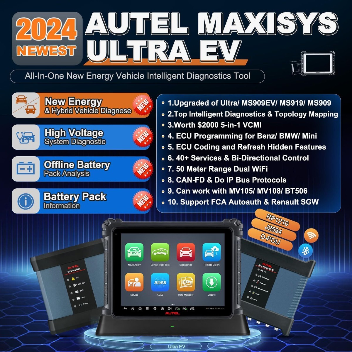 Autel MaxiSys Ultra EV Diagnostic Scanner - Professional OBD2 Tool With EVDiag Box