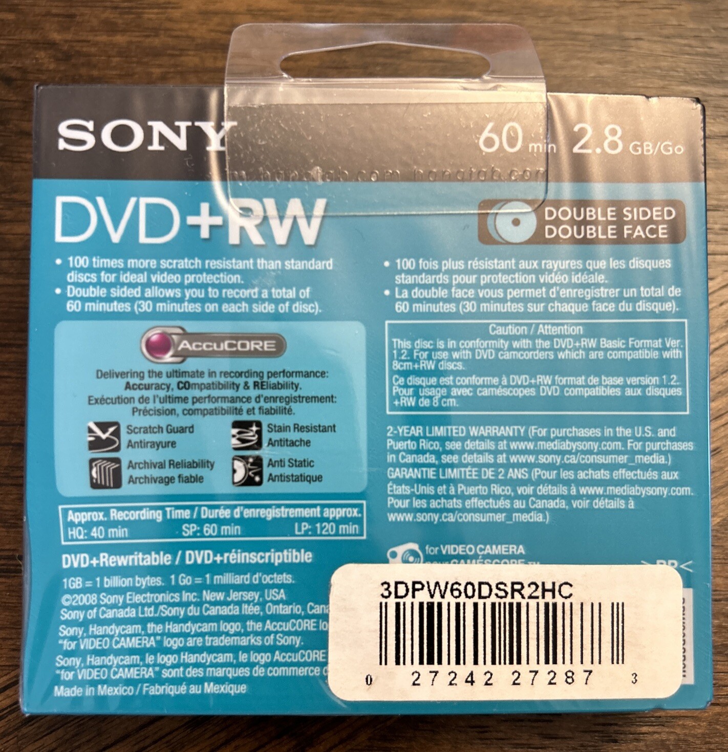 SONY Handycam 3 Pack DVD+RW Mini Discs Double Sided 2.8GB 60 min Sealed