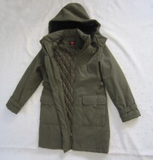  300 GALLERY Brown Fur Hood Padded Lining Anorak Parka Coat in Olive Green Sze S