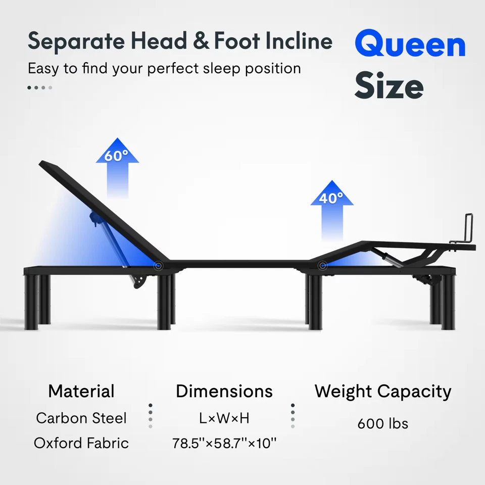 FlexiSpot Adjustable Bed Frame S2 Lite with Dual Motor Twin Queen Size - image 3 of 4