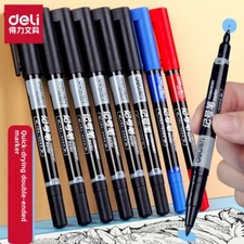 12-pack Deli Double-headed Marker Quick-drying Waterproof Oil-based Marker