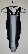 NWT Nike Women's Black Gray Ombre Racerback One-Piece Swimsuit sz 40 US 14