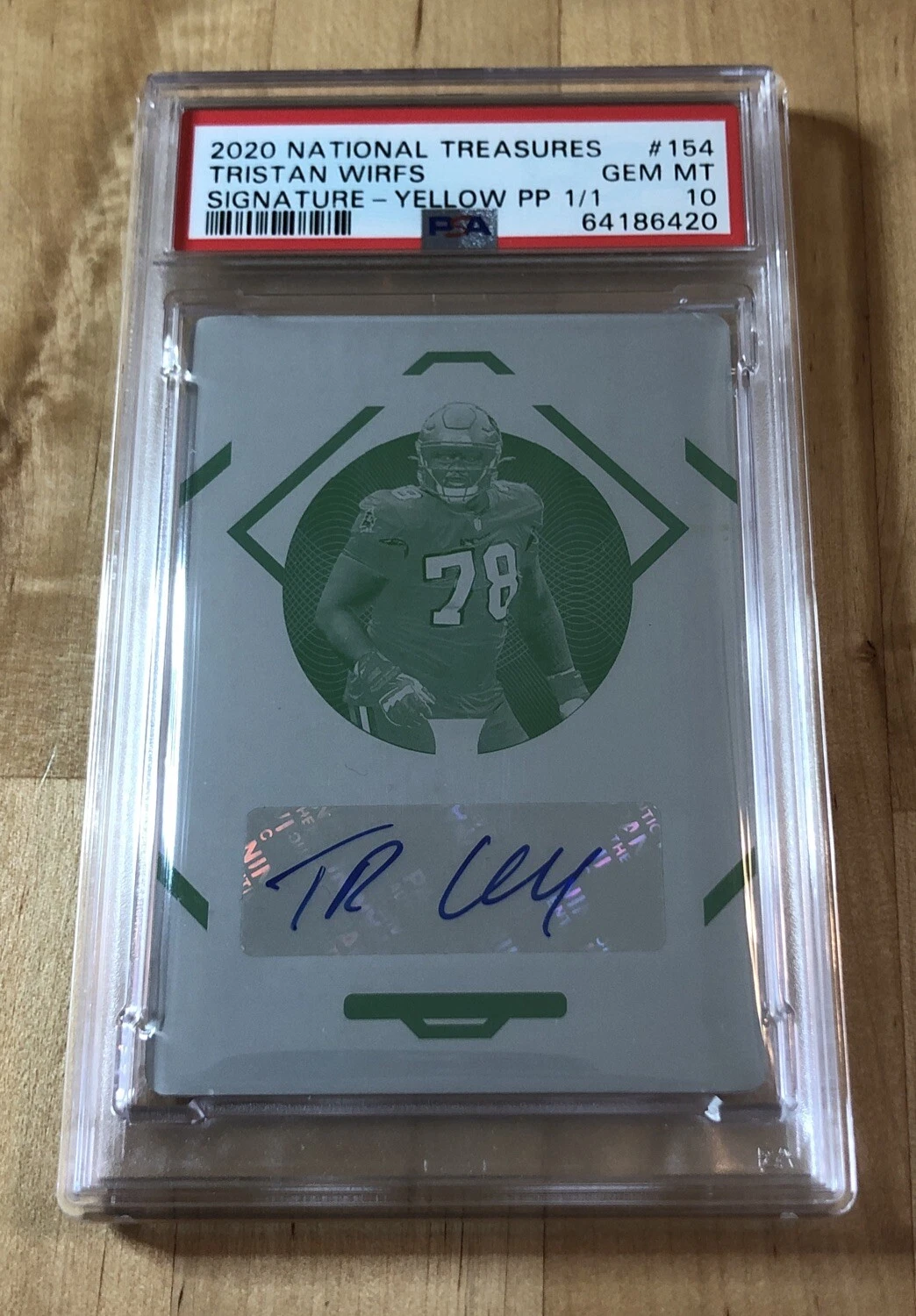 Tristan Wirfs Panini National Treasures #154 Signatures-Yellow Printing Plate 1/1