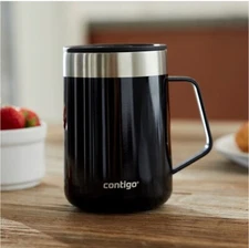 Contigo Stainless Steel Travel Mug, 14 oz, Black with Silver Lid, Splash-Proof