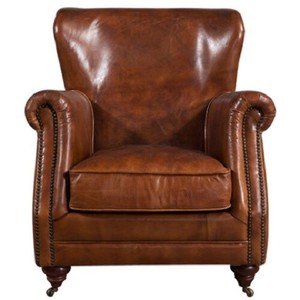 Authentic Vintage High Back Distressed Vintage Brown Real Leather Armchair Ebay