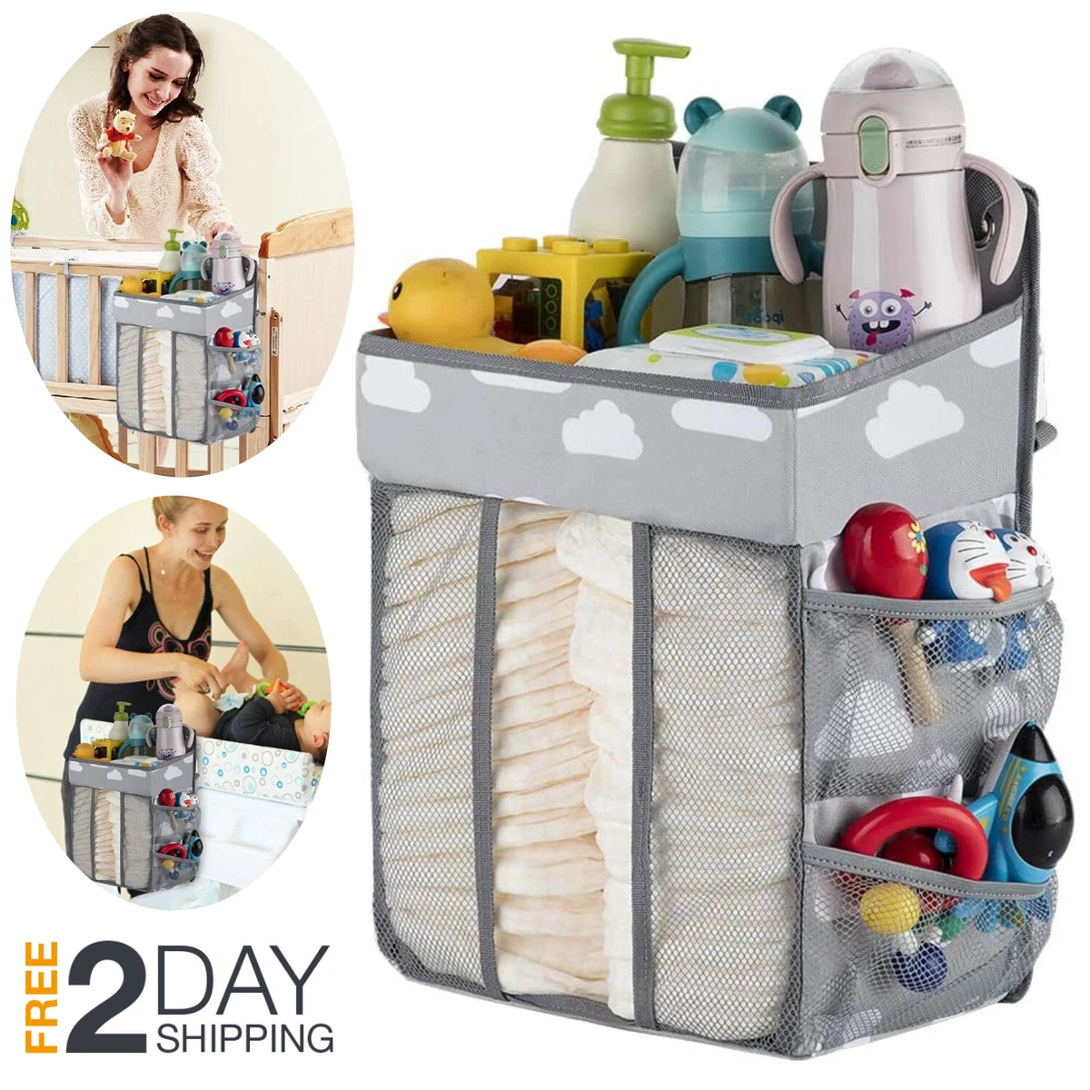 Consecutivo clásico Descriptivo Organizador De Pañales Para Bebe Cuna Colgar Cambiador Bolsa Colgante  Apilador | eBay