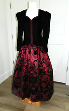 Vtg. SCOTT MCCLINTOCK Black Velvet Burgundy Brocade Special Occasion Dress sz 4