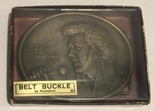 UNUSED NEW IN ORIGINAL BOX Vintage Alumaline Elvis Presley Brass Belt Buckle