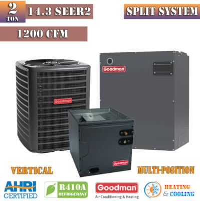 Goodman 2 Ton Split Heat Pump System 14.3 SEER2 Variable Speed Modular Blower