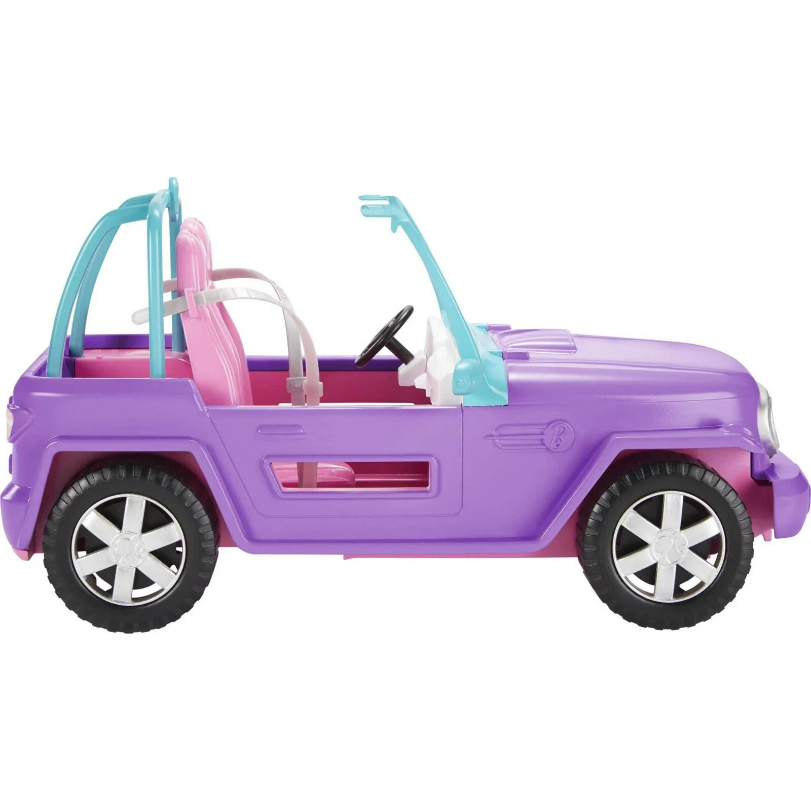 Barbie Toy Car, Purple Off-Road Vehicle with 2 Pink Seats and Treaded, Rolling