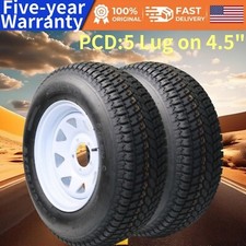 2pack St20575d14 Trailer Tires And Wheels With 14 Rim 5 Lug On 4.5 Utility U