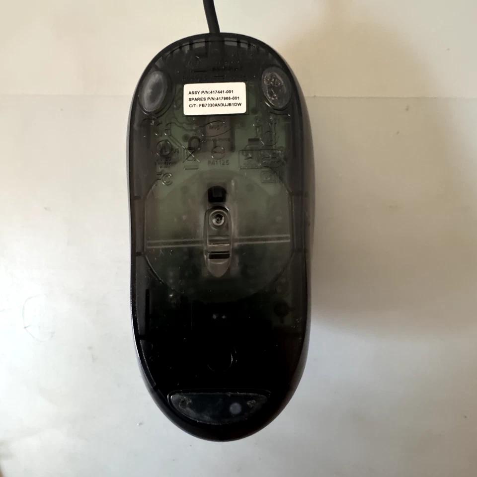 HP M-SBF96 Optical Scroll Wheel Wired PS/2 Mouse 3 Button Black & Silver Vintage - Image 4 of 4