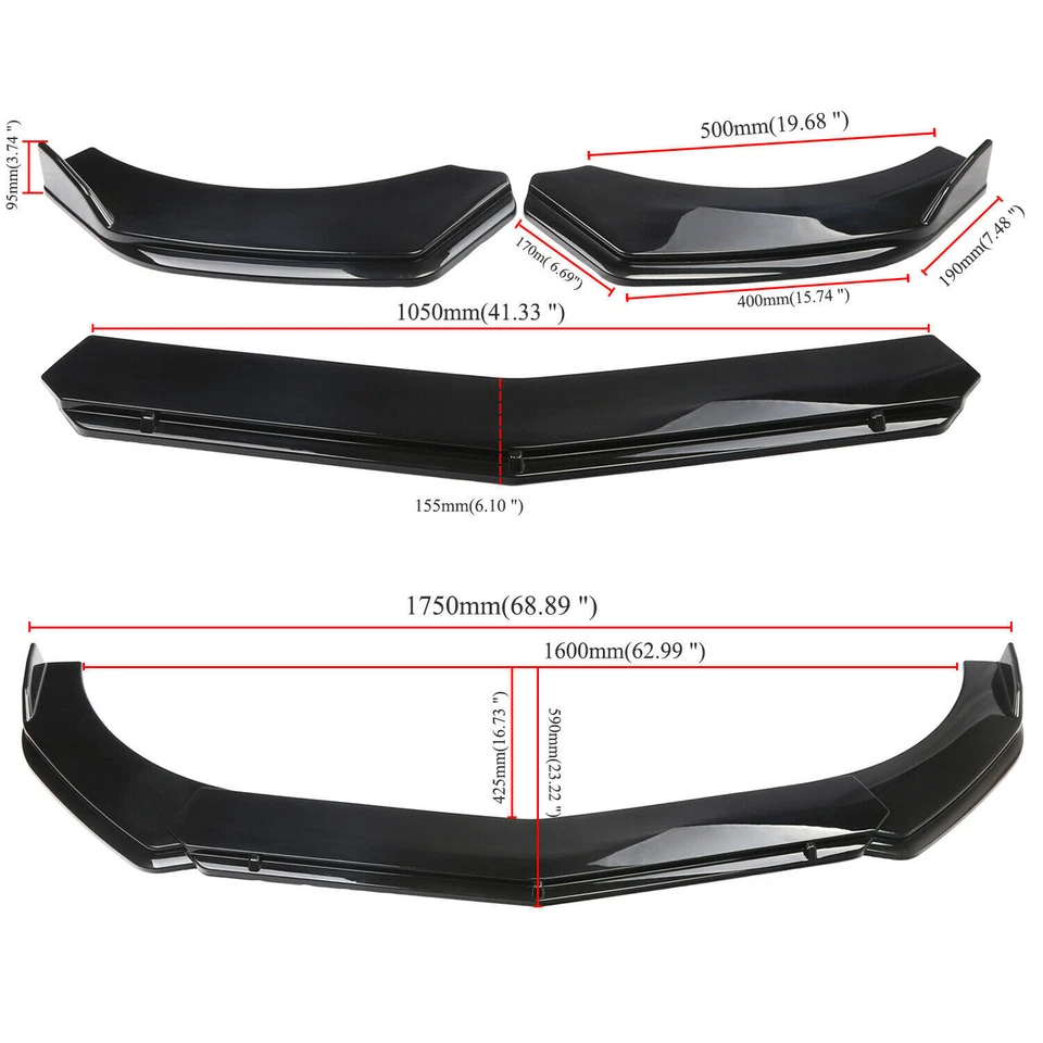For Acura MDX RDX Car Front Bumper Lip Splitter Spoiler Chin Body Kit Glossy DP Foto 3 de 4