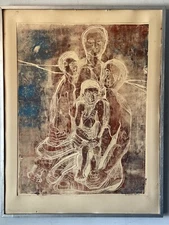 A SEGAL MODERN ABSTRACT CUBIST FIGURATIVE LITHOGRAPH OLD VINTAGE CUBISM ART 1971