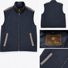 Loro Piana Men  s Blue Quilted Hooded Vest Full Zip Accent IT 50/ US M