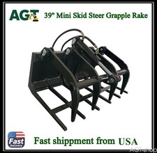 AGT 39in Mini Skid Steer Grapple Rake Loader Wood Grapple Attachment M-HGB