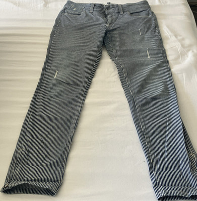 Marc O'Polo Damen Skinny Jeans W27 L32 Blau/Weiß gestreift Baumwollmischung