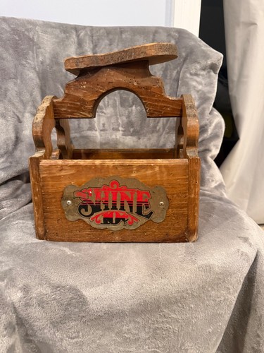 Vintage Wood & Metal Shoe Shine Box “10 Cent Shine" Shoeshine 12x10x8 See Photos