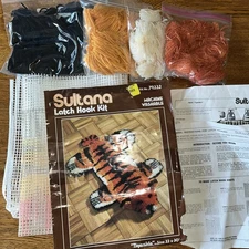 Vintage Sultana Latch Hook Rug Kit Tigerskin 22x30” #79222 Open Not Started