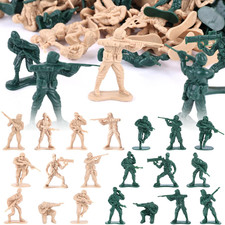 100PCS Army Men Toy Soldiers Green Tan Military Figures Playset 8 Poses Kids