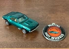Hot Wheels Redline 1967 Custom CAMARO & Button Teal Aqua White Interior