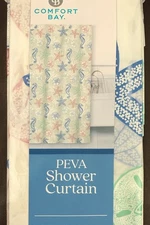 Comfort Bay PEVA Shower curtain 70” X 72” Calming Sandollars Seahorse Starfish