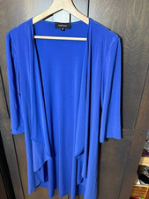 R&M Richards Flowy Royal Blue Cardigan 3/4 sleeve sz 8 Made in USA