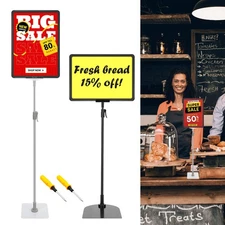 Floor Standing Sign Holder Poster Stand  8.5x11” Adjustable Height Double-Sided