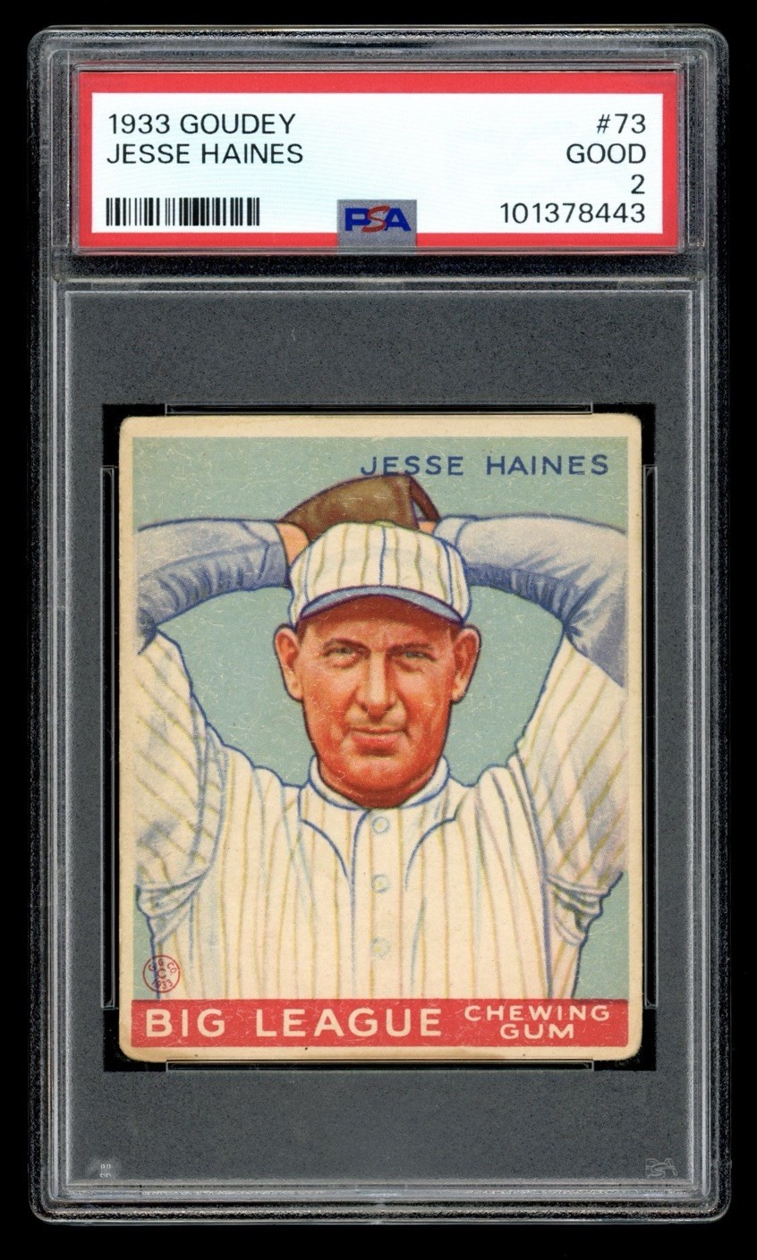 1933 GOUDEY #73 JESSE HAINES ST LOUIS CARDINALS PSA 2 HOF - Excellent Copy