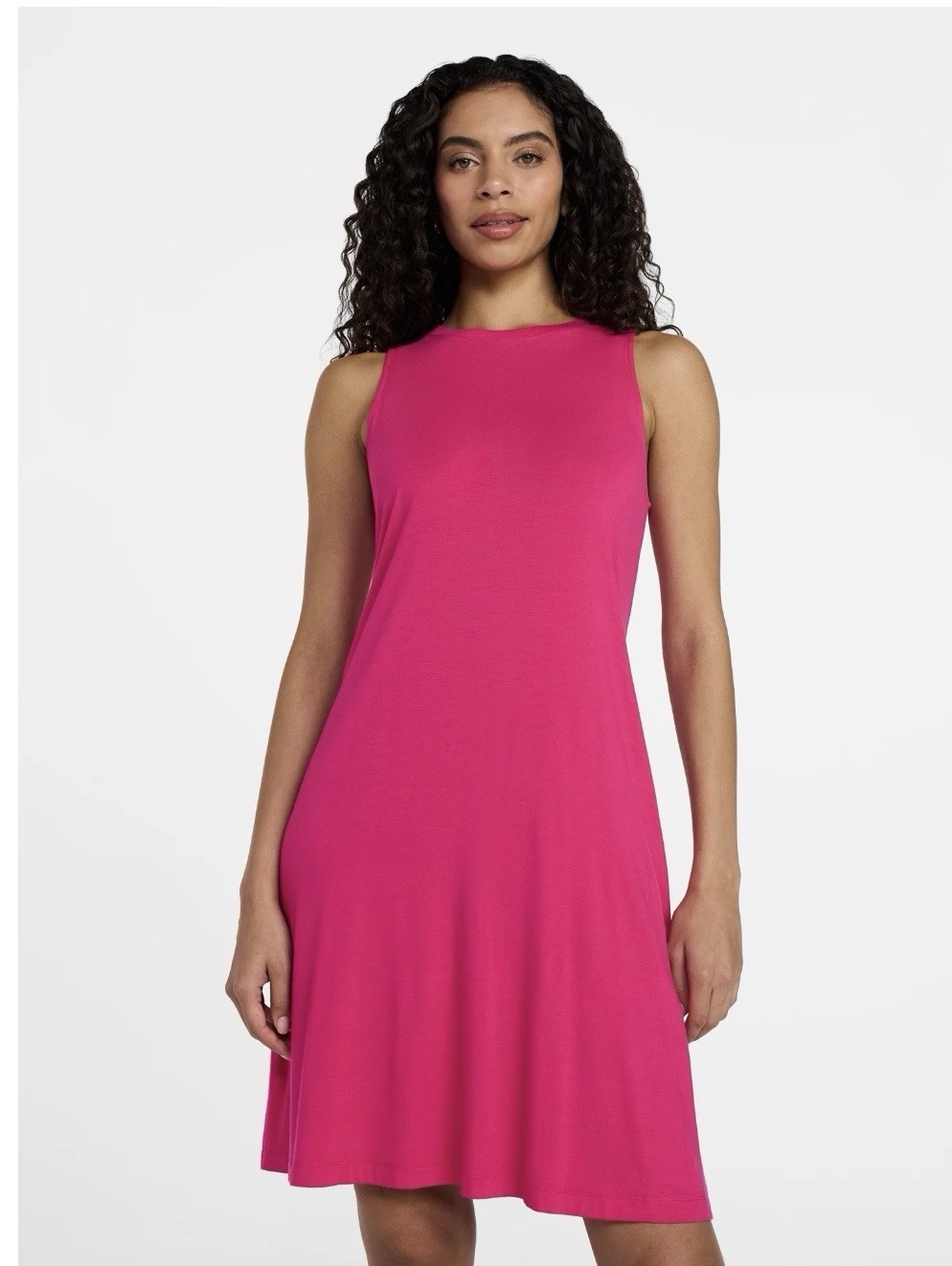 Time and Tru Women’s Sleeveless Knit Swing Dress, Size XS Color Smokin Hot Pink