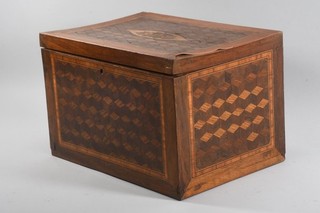 C71Z01 Biedermeier Schatulle Schmuckschatulle Holz furniert intarsiert 19.Jh