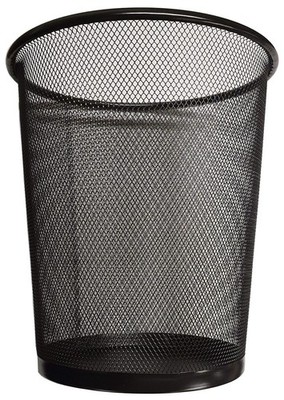 20L Round Wire Mesh Waste Paper Bin Black Metal Trash Can Office Home Bathroom